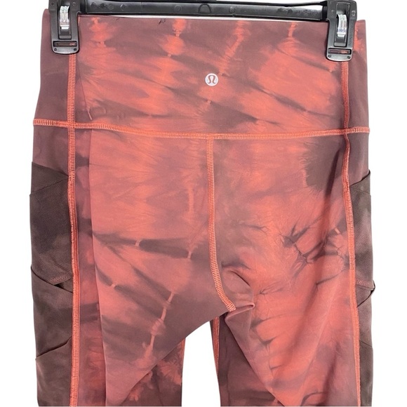 Lululemon Rise And Flow Pant Leggings Tights Womens Small Custom Tie Dye Orange - Picture 4 of 15